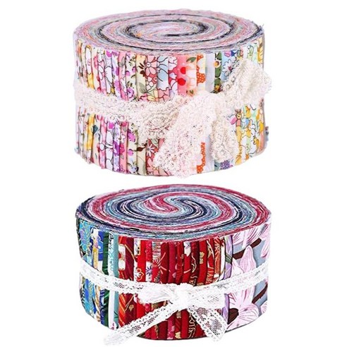 72Pcs 롤업 패브릭 스트립 다양한 패턴의 DIY 공예 패브릭 천, 여러 가지 빛깔의, 면