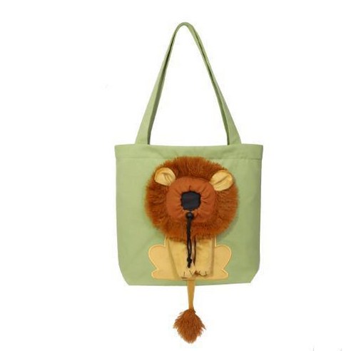 강아지포대기 가방 귀여운 아기 사자 스타일링 캔버스가방 고양이 강아지 다 쓸 수 있어요, 녹색