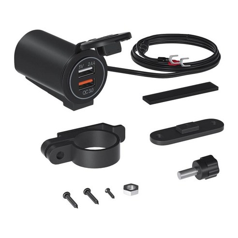 차량 보트용 듀얼 USB 차량용 전원 충전기 어댑터 빠른 충전 3.0, 선 길이 147cm, ABS, 백색광