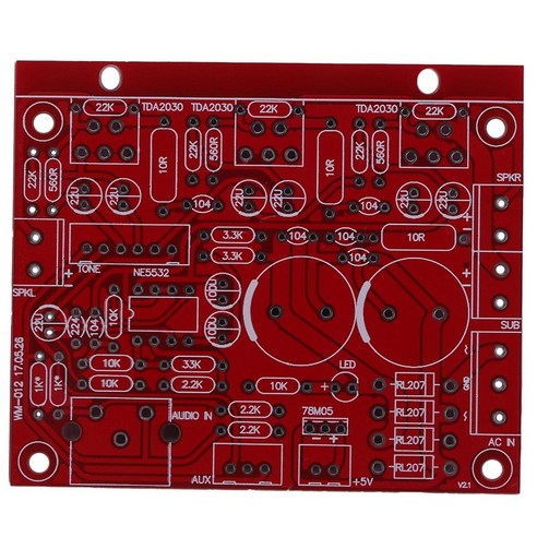 TDA2030A 2.1 슈퍼베이스 2.1 서브 우퍼 앰프 보드 3 채널 스피커 오디오 앰프 보드, 빨간, 하나 카오디오24v앰프 Best Top5