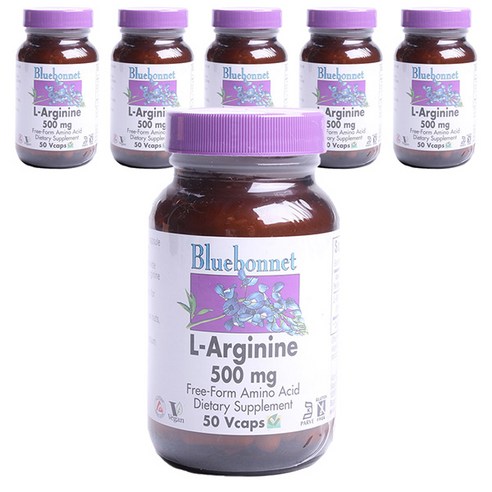 블루보넷 L-아르기닌 500mg 브이캡 글루텐 프리 비건, 6개, 50정