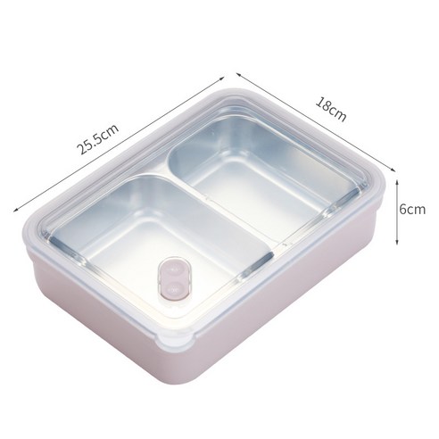 런치박스 배기보온박스 3분격 오피스 런치박스, 1L, 더블체크핑크
