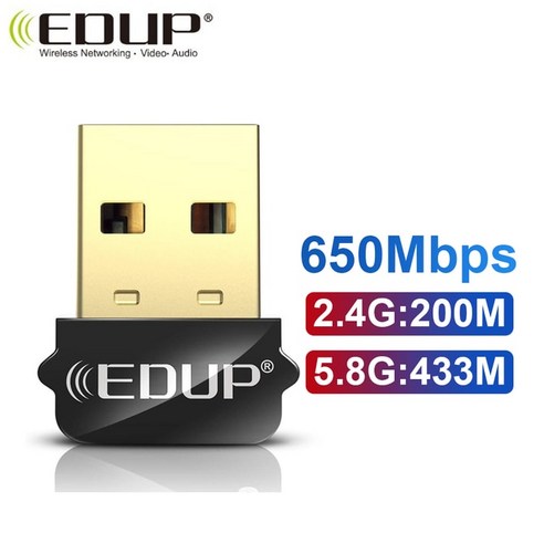 EDUP 듀얼 밴드 1300Mbps USB 3.0 무선 AC 네트워크 카드 와이파이 Lan 어댑터 802.11ac 미니 휴대용 PC 노, 01 650M Adapter, 1개