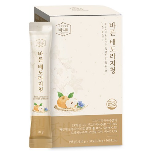 건강한 약속바른 배도라지청 100% 국내산 배도라지 농축액 10g x 30포, 1박스, 300g, 10ml, 1개