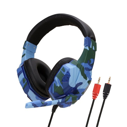 [해외] 마이크가있는 고 육군 녹색 게임용 헤드셋 FONE GAMER 유선 헤드폰 범용 노트북 컴퓨터 XBOX ONE, Camouflage Blue