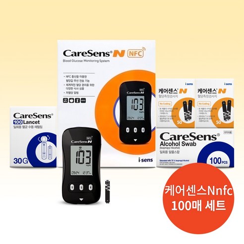 케어센스N NFC 혈당측정기+검사지100매+침100+솜100
