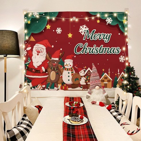 크리스마스 시리즈 벽장식 패브릭 포스터 벽난로 태피스트리, GT710, 1개