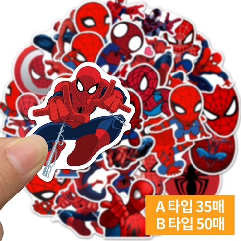 [커티스] 스파이더맨 방수 프리미엄 DIY 스티커 아이패드 캐리어 노트북 캠핑 여행용 핸드폰 캠핑용품, 35매, A type