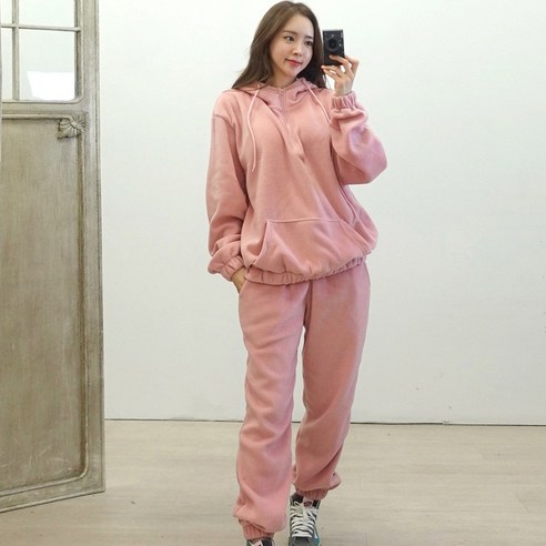 이힝 포근 기모 후드티 긴팔 조거 상하의 트레이닝세트