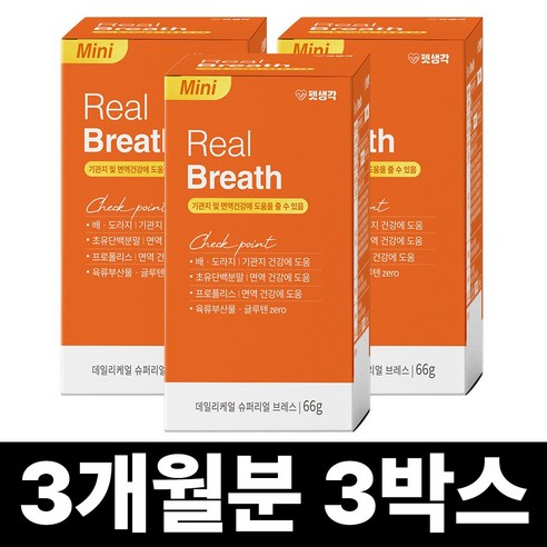 펫생각 Mini 데일리케얼 리얼배도라지 강아지 기관지 영양제 66g 31정, 3박스