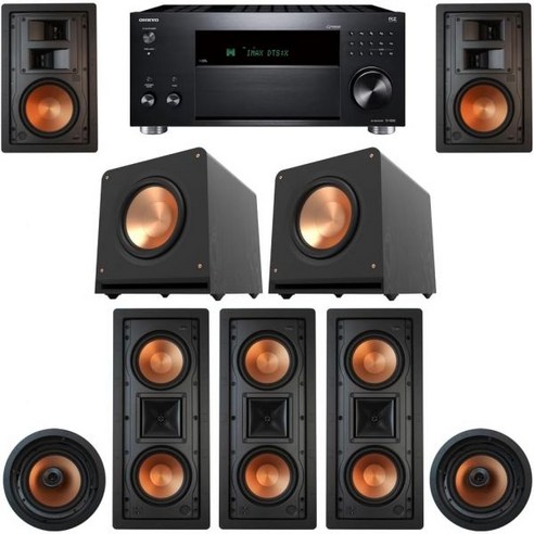 Klipsch 7.2 in-Wall System with 3 R-5502W II 2 CDT-5800C R-5650S RP-1400SW 1 ONKYO-TX-RZ50, Klipsch 7.2 in-Wall System wit