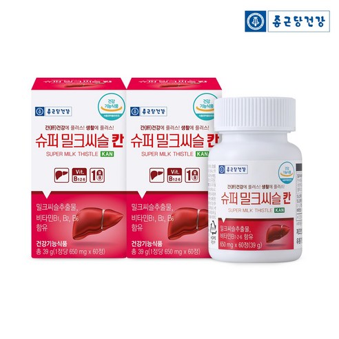 종근당건강 슈퍼 밀크씨슬 칸 피로개선 간영양제 4중복합 간건강 실리마린, 60정, 2개