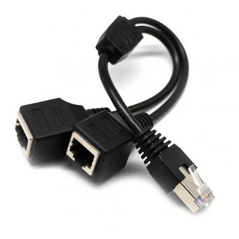 cat6케이블 이더넷 분배기 어댑터 LAN 네트워크 인터넷 네트워킹 연장 코드 RJ45 1 수2 암 Cat7 Cat6 지원, Black, 1개