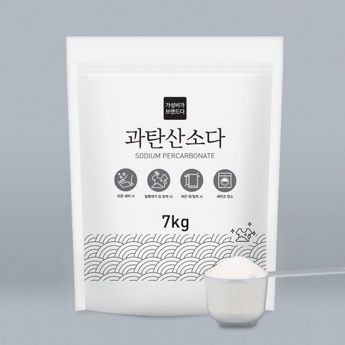 가성비가브랜드다 100% 과탄산소다 산소계표백제 7KG+계량스푼 대용량 파우치, 7kg, 1개