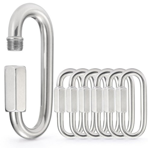 Sprookber Stainless Steel Chain Quick Links - 304 Stee Connector Screw Carabiner Hooks Set of 6 (, 10.4cm(4.15인치)