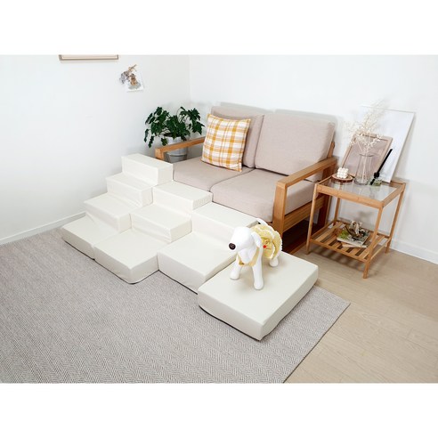 8 DECO 강아지계단(스펀지포함) 애견계단 방수계단 1단 침대_아이보리 방수 특가_CI, (방수) 아이보리 방수 1단 특가세일