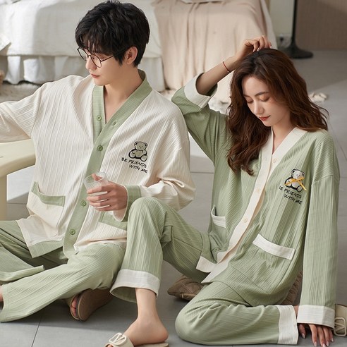 ANYOU 잠옷 긴팔 커플 겨울 커플잠옷캐주얼 보온하다 수면바지 수면잠옷