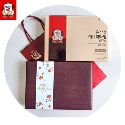 정관장 홍삼정 에브리타임 밸런스 20포 200ml 정품 쇼핑백 백화점 포장 선물세트, 자색