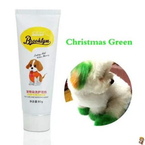 애완견 고양이 동물용 밝은 염색 염료 색소제 용품 안전한 개 액세서리 80g 신제품, Christmas Green, 1개