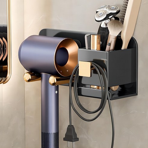 스마트 헤어 드라이어 윈세프 호텔 드라이기 헤어 드라이어 WTH-2010B 2000W, 블랙 10 엘디엑크스 드라이어 거치대, 골드, 1개