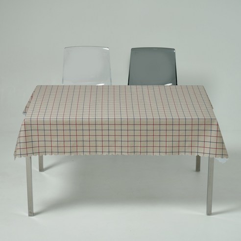 룰루홈 pvc 방수 식탁보, 격자베이지, 138x180cm