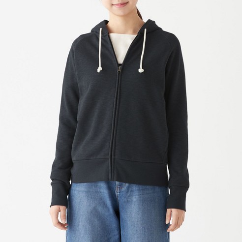 무인양품 여성용 슬러브 테리 집업 파카 W9SB101