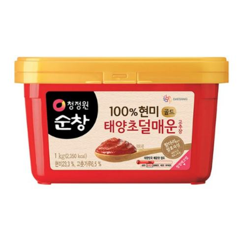 청정원순창 100% 현미 골드 태양초 덜매운 고추장, 1kg, 1개