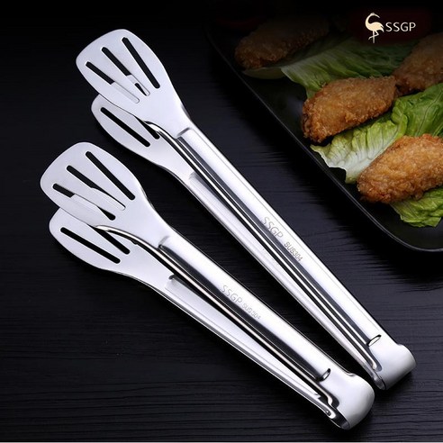 스텐 셀러드 집게 버터플라이 3구 주방집게 식품 고기 야채 브레드 빵 삼겹살 집게 조리용, 대형 285mm, 1개