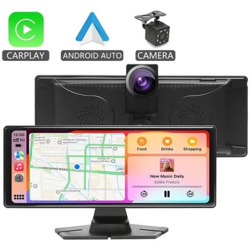 카플레이 모니터 내비게이션 핸드폰 연결 네비게이션 자동차 라디오 대시 캠 터치 스크린 DVR 보드 비디오 녹음기 AUX 포함 안드로이드 10.26 인치, 2) Monitor With Cam
