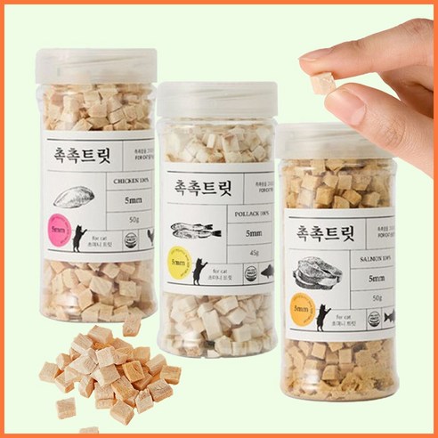 촉촉트릿 초미니트릿 동결건조간식 고양이 강아지 간식, 1개, 145g, 3종세트(북어,연어,닭가슴살)