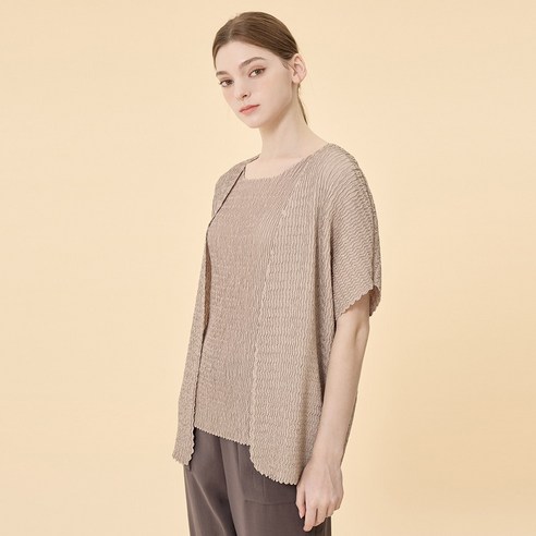 요이츠 물결 보리 프렌치 플리츠 나시 블라우스_YH07PQB01-SET