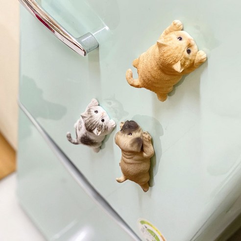 고양이 강아지 마그넷 홀더 메모 자석 냉장고 자석 인테리어 소품 디자인 아이디어 상품, 고양이삼색