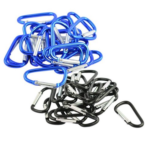 40Pcs 미니 배낭 하이킹 Carabiner 후크 버클 열쇠 고리 스냅 클립 키 ​​체인, 블랙, 블루, 알루미늄 합금