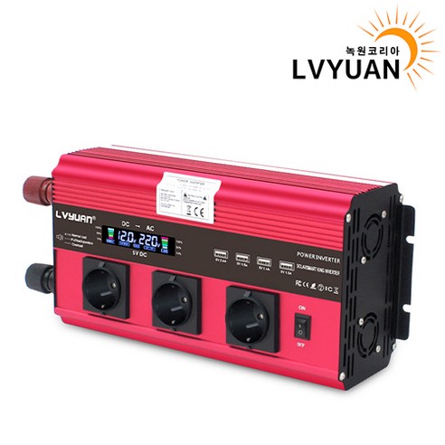 녹원 차량용 LCD 인버터 유사계단파 6000W 220V 60hz 한국형 KC인증, 용량 6000W 전압 12V, 1개 
RV/아웃도어