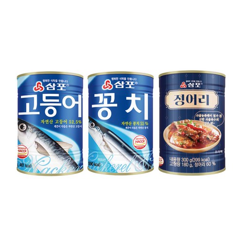 삼포 수산물 통조림 3총사_고등어 정어리 꽁치, 1개, 300g