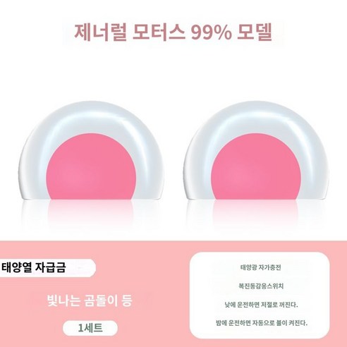 자동차 고양이귀 태양광 지붕장식 차량용 장식 지붕 3D LED, B. 솔러 충전 귀 램프 (곰)