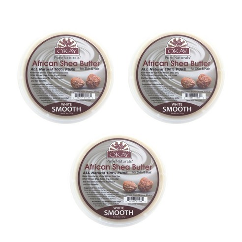 오케이 아프리칸 시어 버터 화이트 스무스, 227g, 3개