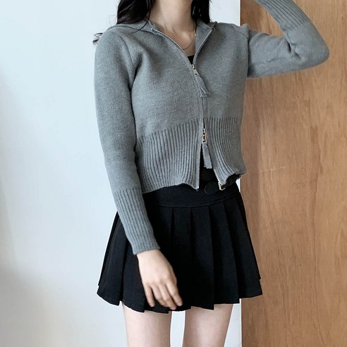봄/가을 필수품으로 스타일리시하고 편안한 라라콩 투웨이 슬림핏 니트 집업 가디건