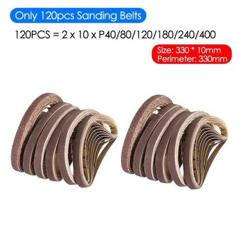 샌더 전기 샌딩기 사포 샌딩 벨트가 있는 에어 벨트 앵글 연마기 그라인딩 머신 공기 압축기 공압 공구용 인치, [03] 120pcs 330x10mm Belt
