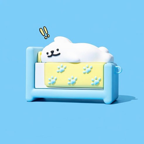 칼리고 에어팟 4세대 호환 케릭터 케이스, 5. 침대 누운 흰둥이, 에어팟4세대, 1개