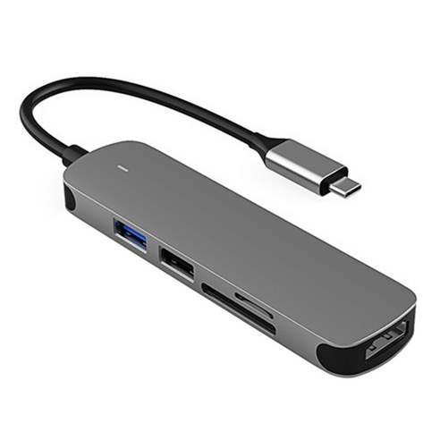 Xzante Usb C 허브 5 로 1 도킹 스테이션 3.0+HDMI 호환+컴퓨터 노트북 분배기 USB 허브용 TF, 1개, 회색