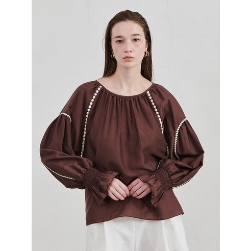 LEWITT LACEWORK PEASANT BLOUSE (2COLOR)