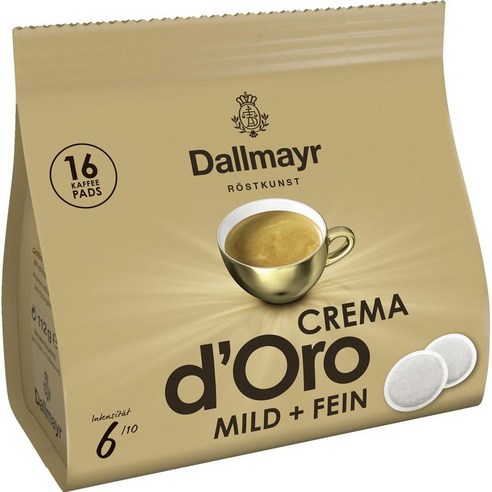 달마이어 Crema d'Oro 마일드 + 고급 커피 포드 16개입 4팩, 1g, 4개