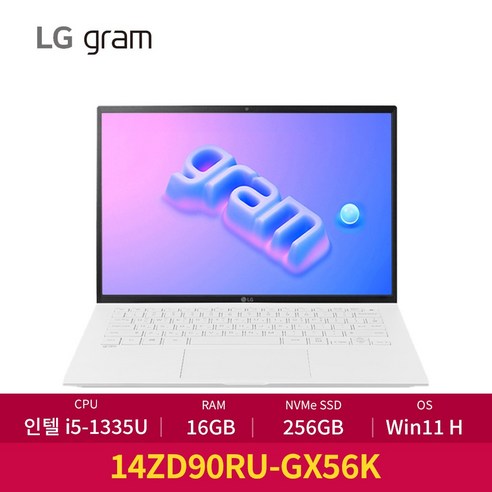 LG 정품 그램14 인텔 13세대 인텔 i5 윈도우11 인강용 업무용 노트북, 14ZD90RU-GX56K, WIN11 Home, 16GB, 256GB, 스노우 화이트