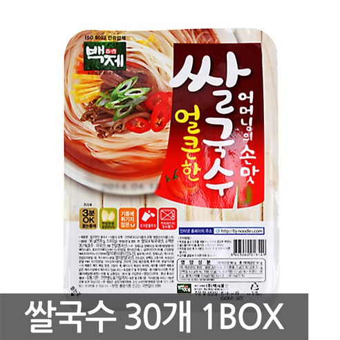 백제 쌀국수 얼큰한맛 92g x 30개입 / 어머님의 손맛, 30개