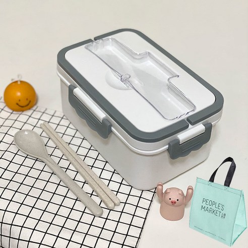 YY밀짚 절연 점심 상자 학생 세 포인트 그리드 도시락 상자 여성 휴대용 전자 레인지 신선한 유지 점심 상자, 색깔11_옵션2