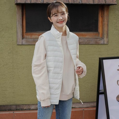 제이에프앤씨 차이나 경량 패딩조끼 러블리