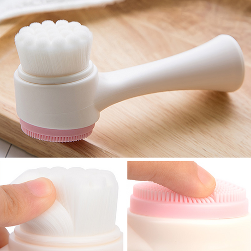 이중세안 엠보 미세모 솔 피지 각질제거 딥클렌징 실리콘 돌기 마사지브러쉬 세수브러쉬