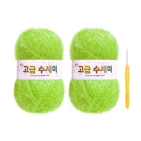 울클럽 별꽃수세미 DIY 고급수세미실 80g 2볼 + 코바늘 6호 (동영상제공), 144라임