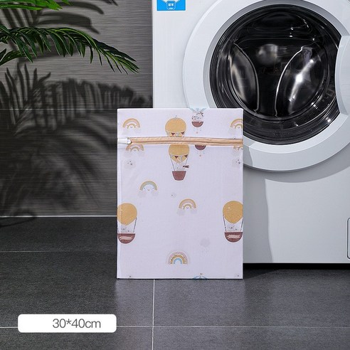 인쇄 지퍼가 달린 메쉬 세탁 가방 폴리 에스터 세탁 그물 가방 속옷 양말 세탁기 파우치 의류 브래지어 가방 바구니, 하나, S 40CM